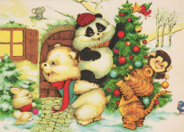 Neujahr Weihnachten TEDDYBÄR Vintage Ansichtskarte Postkarte CPSM #PAU703.DE - Año Nuevo