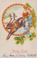 Buon Anno Natale CERVO Vintage Cartolina CPSMPF #PKG440.IT - Nieuwjaar