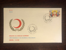 TURKEY FDC COVER 1988 YEAR RED CRESCENT RED CROSS IMMUNIZATION HEALTH MEDICINE STAMPS - FDC