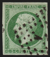 N°12c, 5c Vert-foncé-sur-vert, Bureau De Paris A, Signé SCHELLER - B/TB - 1853-1860 Napoleon III