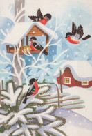 Buon Anno Natale UCCELLO Vintage Cartolina CPSM #PBM692.IT - Nieuwjaar