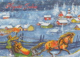 Buon Anno Natale CAVALLO Vintage Cartolina CPSM #PBM434.IT - Nieuwjaar