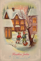 Buon Anno Natale BAMBINO Vintage Cartolina CPSM #PAY921.IT - Nieuwjaar