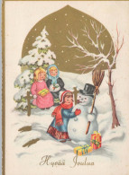 Buon Anno Natale PUPAZZO BAMBINO Vintage Cartolina CPSM #PAZ690.IT - Año Nuevo