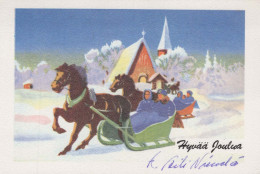 Buon Anno Natale CAVALLO Vintage Cartolina CPSM #PAY276.IT - Nouvel An