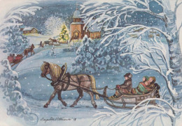 Buon Anno Natale CAVALLO Vintage Cartolina CPSM #PAW577.IT - Anno Nuovo
