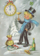 Buon Anno Natale BAMBINO OROLOGIO DA TAVOLO Vintage Cartolina CPSM #PAU031.IT - Nieuwjaar
