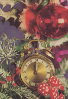 Buon Anno Natale OROLOGIO DA TAVOLO Vintage Cartolina CPSM #PAT723.IT - Nieuwjaar