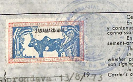 Connaissement Morondava à Marseille 1973 Avec Timbre De Contrôle Et Fiscal 0,25 F De France Au Verso - Madagascar (1960-...)