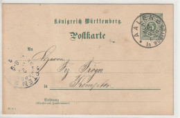 Königreich Württemberg, Aalen - Postal  Stationery