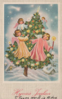 ANGELO Buon Anno Natale Vintage Cartolina CPSMPF #PAG845.IT - Angels