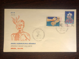 TURKEY FDC COVER 1990 YEAR DRUGS NARCOTICS HEALTH MEDICINE STAMPS - FDC