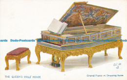 R029873 The Queens Dolls House. Grand Piano In Drawing Room. Tuck. Oilette. No 4 - Monde