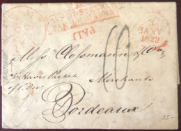 France, Griffe PAYS D'OUTREMER PAR LE HAVRE + PAID Sur Lettre De Baltimore (USA) 29.11.1828 Pour Le France - (C119) - Schiffspost