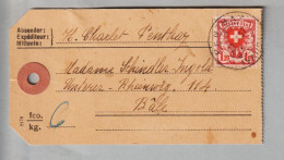CH Heimat VD Penthaz 1937-10-27 Paketanhänger 6kg Wappenmuster Fr.1.20 Einzelfrank. SBK#164z - Cartas & Documentos