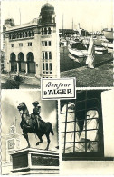 Carte Postale Bonjour D'Alger 1955 Multi-vues Grande Poste. L'Amirauté. Place Du Gouvernement. Derrière Le Moucharaby - Algerien