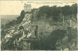 Carte Postale Chinon Vue Générale Vers Le Château Et Tour De L'Horloge. A Circulé 1928 - Chinon