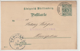 Königreich Württemberg, Schwäb. Hall - Postwaardestukken
