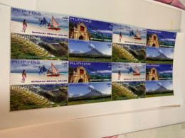 Philippines Stamp MNH Specimen Block Landscape Beach Volcano Rice Terrace - Filippine