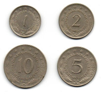 SFR JUGOSLAVIA - YUGOSLAVIA - 1972/1977 - 1-2-5-10 Dinar - KM 57-58-59-62 - Yougoslavie