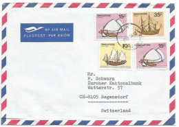 Singapore Airmail CV 9mar1983 With Regular Issue Ships & Boats 4v - Singapur (1959-...)