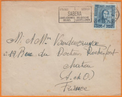 Belgique  4F Bleu Y.et.T.810 SEUL Sur Lettre   1949 Pour  CHATOU S.et.O. Avec Famme SABENA Lignes Aériennes - 1936-1951 Poortman