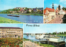 73306483 Pirna Teilansicht Mit Elbe Markt Rathaus Hotel Schwarzer Adler Dampfera - Pirna