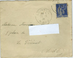 Cachet à  Date Louvroil Nord Du 25/02/38 Sur 65c Paix - 1921-1960: Periodo Moderno