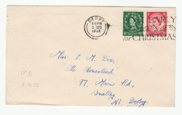 1952 Leeds GB Stamps FDC SLOGAN Pmk POST EARLY FOR CHRISTMAS Cover - 1952-1971 Pre-Decimal Issues
