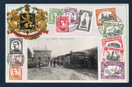 Baconfoy ( Tenneville). Souvenir De La Belgique ( Timbres ). Départ Du Tram Pour Marche. - Tenneville