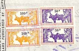 Connaissement Majunga à Marseille 1972 Avec Timbre Valeur 50 F (x2) Et 100 F (x 2) - Madagaskar (1960-...)