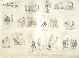Litho Maurisset Théodore Les Uns S'en Vont Les Autres Reviennent 1838 - Prints & Engravings