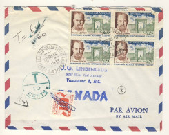 (C14) - Y&T N°1967 X4 - LETTRE AVION ST CYR L ECOLE => CANADA 1967 - TP TAXE CANADA - Covers & Documents
