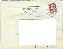 Flamme Sur Lettre Ingénieurs Art & Métiers Gala à L'Opéra 24 Nov Cachet Du 28/9/1962 Paris 15 Wagram - Mechanical Postmarks (Advertisement)