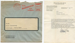 Germany 1939 Cover & Letter; Mülheim (Ruhr) - Kaufmann K.-G. To Schiplage; 12pf. Meter With Slogan - Frankeermachines (EMA)