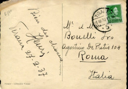 X0406 Albania,circuled Card 1937 From Tirana To Roma (some Trasnsport Damage) (see 2 Scan) - Albanien