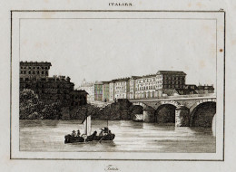 ST-IT TORINO Vista Ponte Sul Po 1840~ - Estampes & Gravures