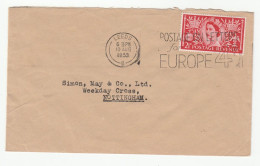 1953 GB COVER Coronation Stamps LEEDS SLOGAN Pmk ' POSTAGE ON LETTERS FOR EUROPE 4d ' - Lettres & Documents