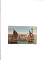 CARTE POSTALE 76 LE TREPORT DEPART DE BARQUES DE PECHE POUR PROMENADE EN MER VOYAGEE - Le Treport