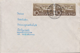 1944 Schweiz Flugpost Brief, Zum: F37, Mi: 435, DH3 Haefeli ⵙ  FRIBOURG GARE - Primeros Vuelos