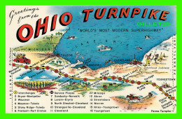 OHIO TURNPIKE MAP - INDIANA-OHIO POSTCARD CO -  SHINI COLOR - - Otros & Sin Clasificación