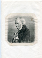 Document 19e Portrait Homme Barbe Blanche ( Célèbre ? à Identifier ) En Buste Verre Ou Coupe à La Main - J. Guillaume SC - Prints & Engravings