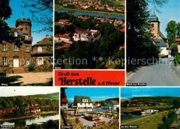 73305301 Herstelle Weser Burg Kirche Teilansicht Anlagen An Der Weser Herstelle  - Beverungen