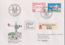 1988 R-Brief, Sonderflug Zürich-Samedan, FraMA +Zum: F49, Mi:1369, ⵙ 8058 Zürich - Postage Meters