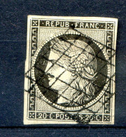 060524 TIMBRE FRANCE N°3    4 Marges  Signé TTB - 1849-1850 Cérès