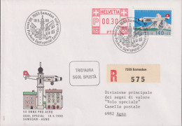 1988 R-Brief, Sonderflug Samedan-Agno, FraMA +Zum: F49, Mi:1369, ⵙ 7503 Samedan - Frankiermaschinen (FraMA)