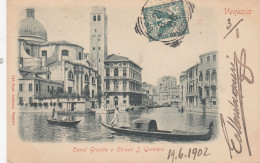 VENEZIA-CANAL GRANDE E CHIESA S. GEREMIA-CARTOLINA VIAGGIATA IL 19-6-1902-RETRO INDIVISO- - Venezia (Venice)