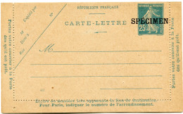 FRANCE ENTIER POSTAL NEUF DU N°140 25c SEMEUSE SURCHARGE SPECIMEN - Tarjetas Cartas