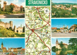 73304526 Strakonice Strakonitz Und Umgebung Landkarte Schloss Burgruine Stadtzen - Repubblica Ceca