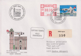 1988 R-Brief, Sonderflug Agno-Ginevra, FraMA +Zum: F49, Mi:1369, ⵙ 6982 Agno - Postage Meters